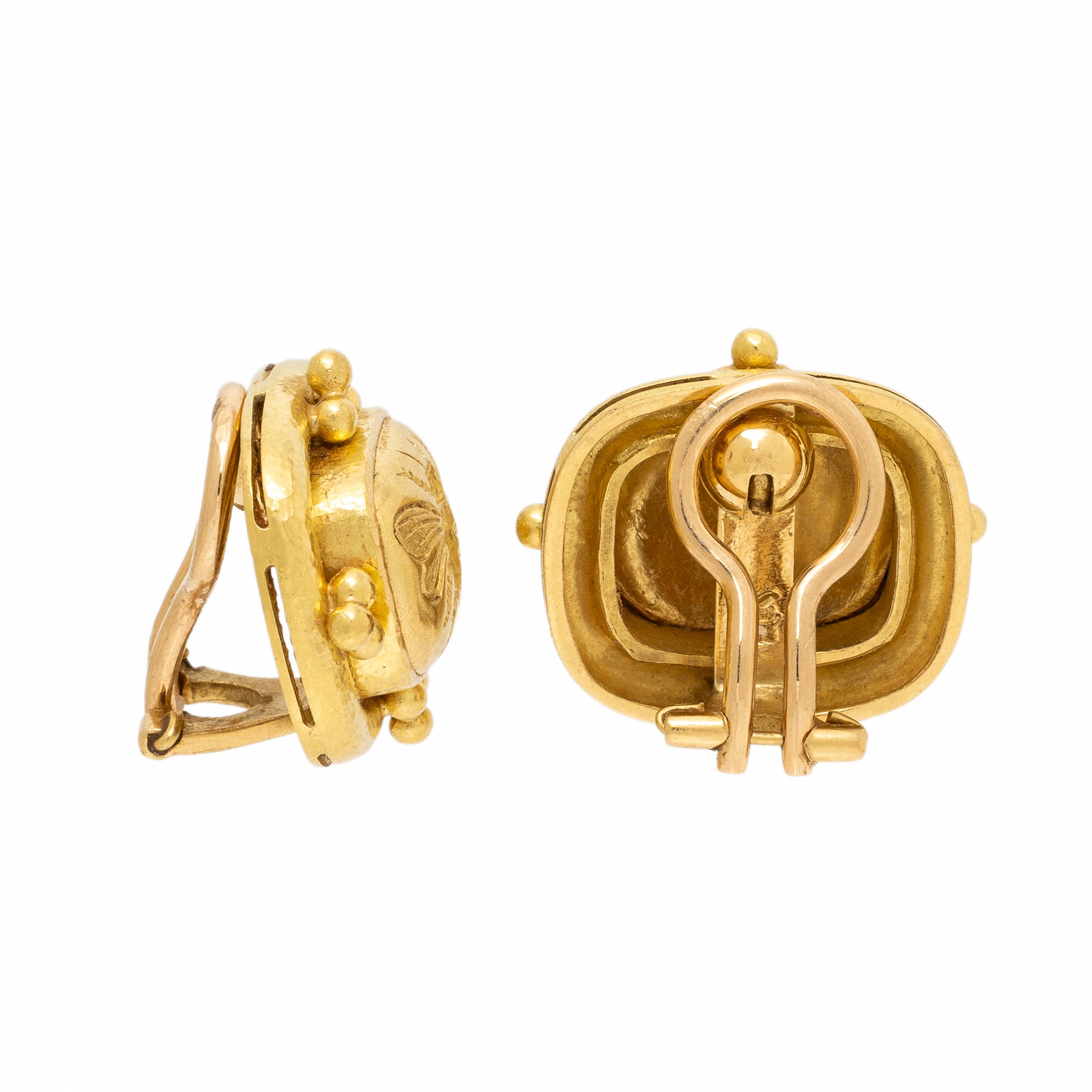 Elizabeth Locke, 'Fat Bee', Yellow Gold Earrings