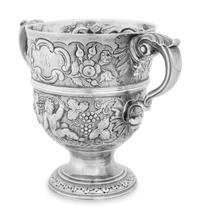 An Irish Silver Repousse Figural Loving Cup