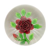 A Baccarat Thousand Petal Red Rose and Bud Glass Paperweight