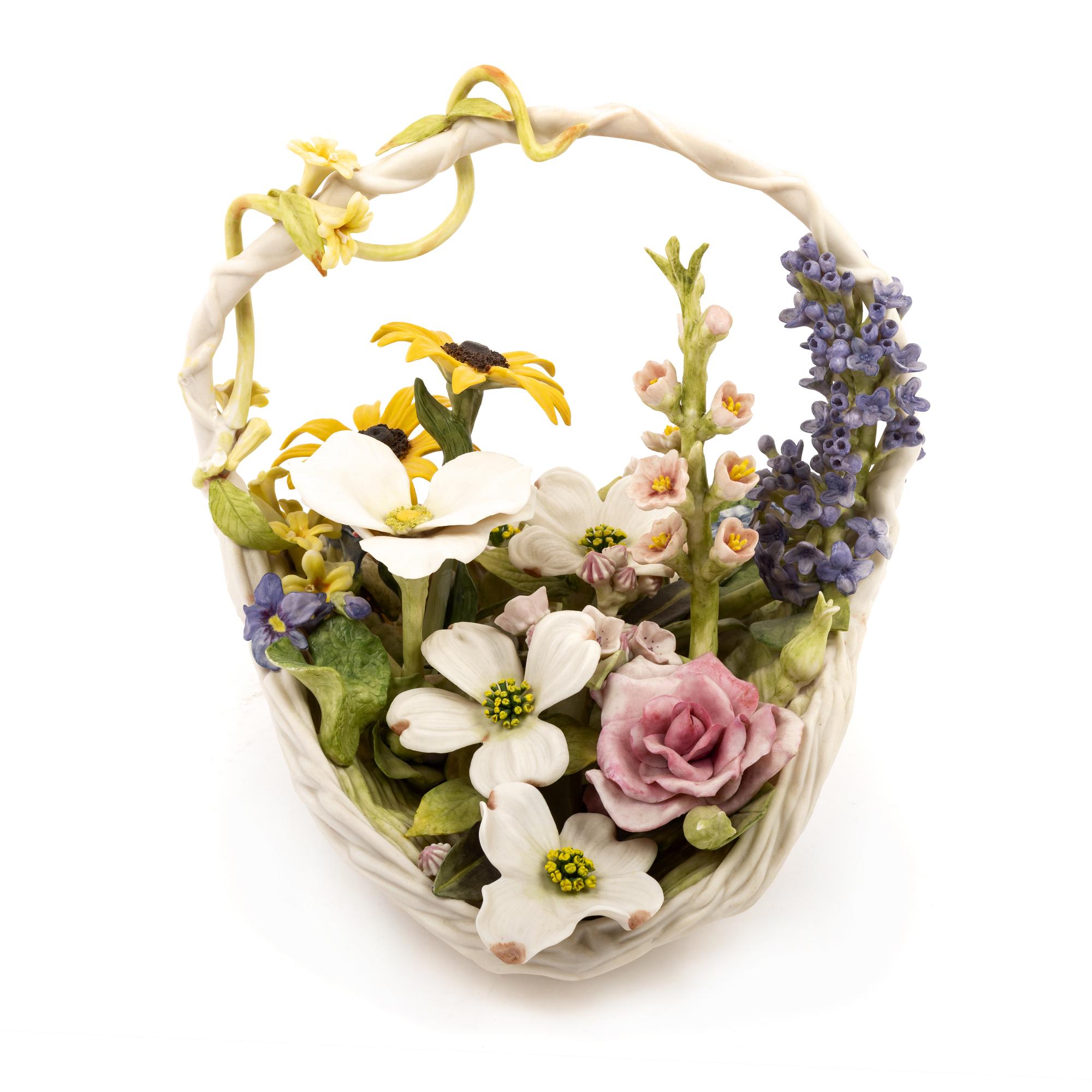 A Cybis Porcelain Colonial Flower Basket
