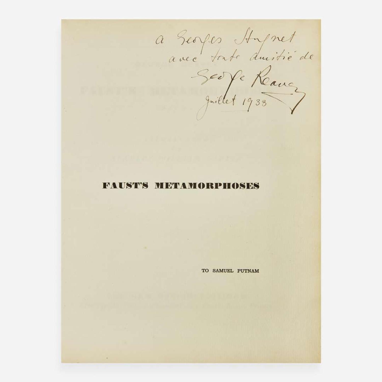 [Art] [Hayter, Stanley William] Reavey, George Faust's Metamorphoses