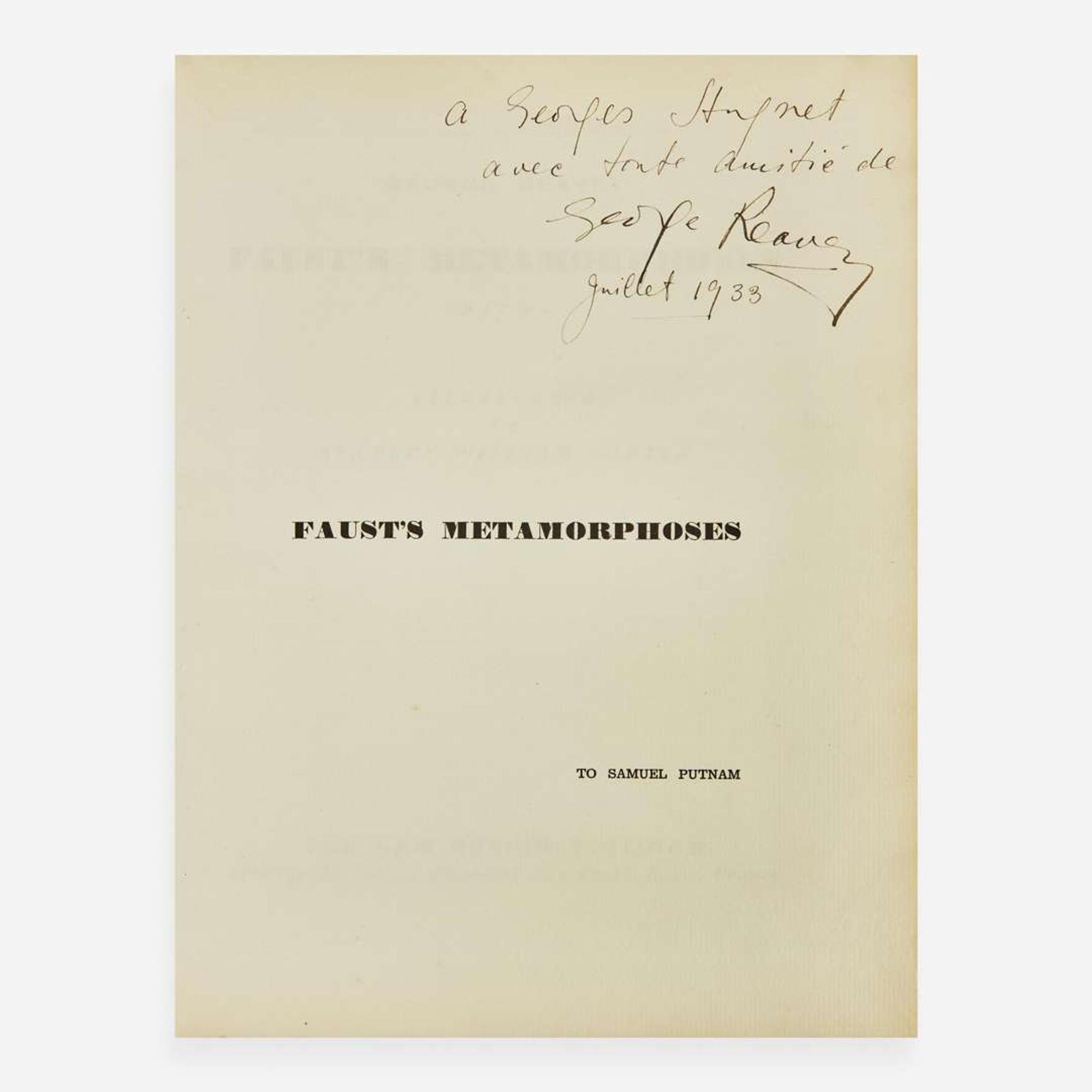[Art] [Hayter, Stanley William] Reavey, George Faust's Metamorphoses