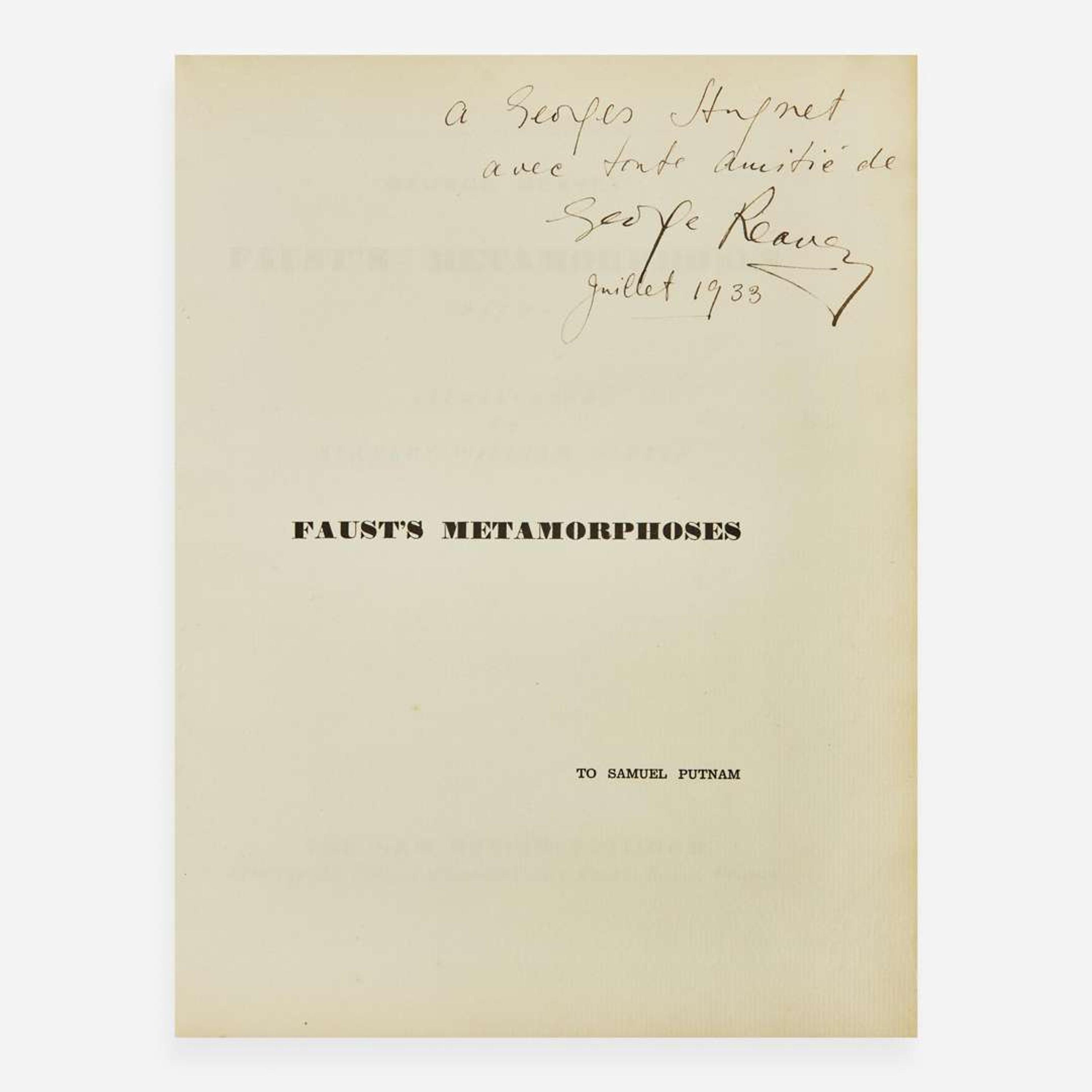 [Art] [Hayter, Stanley William] Reavey, George Faust's Metamorphoses