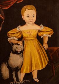 An American Folk Painting of a Child After Freake-Gibbs
