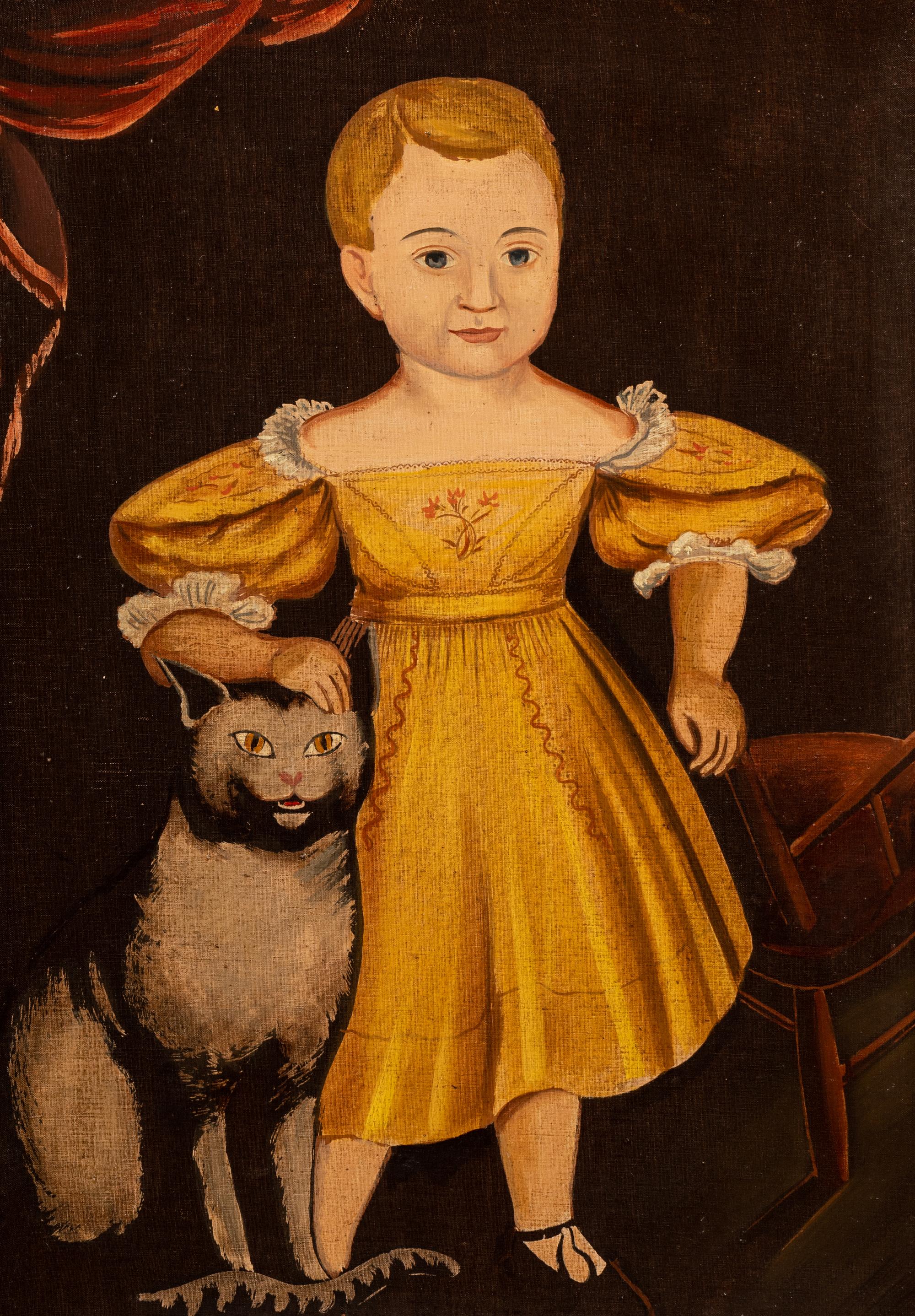 An American Folk Painting of a Child After Freake-Gibbs