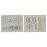 M.H. Cole Fighting Knife Archive with Two Cole Made Knives & Scabbards, Original Book Manuscript Drawings From Volumes III and IV as well as Additional Pre-Publication Paperwork