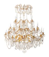 A Continental Gilt Metal Thirty-Light Chandelier