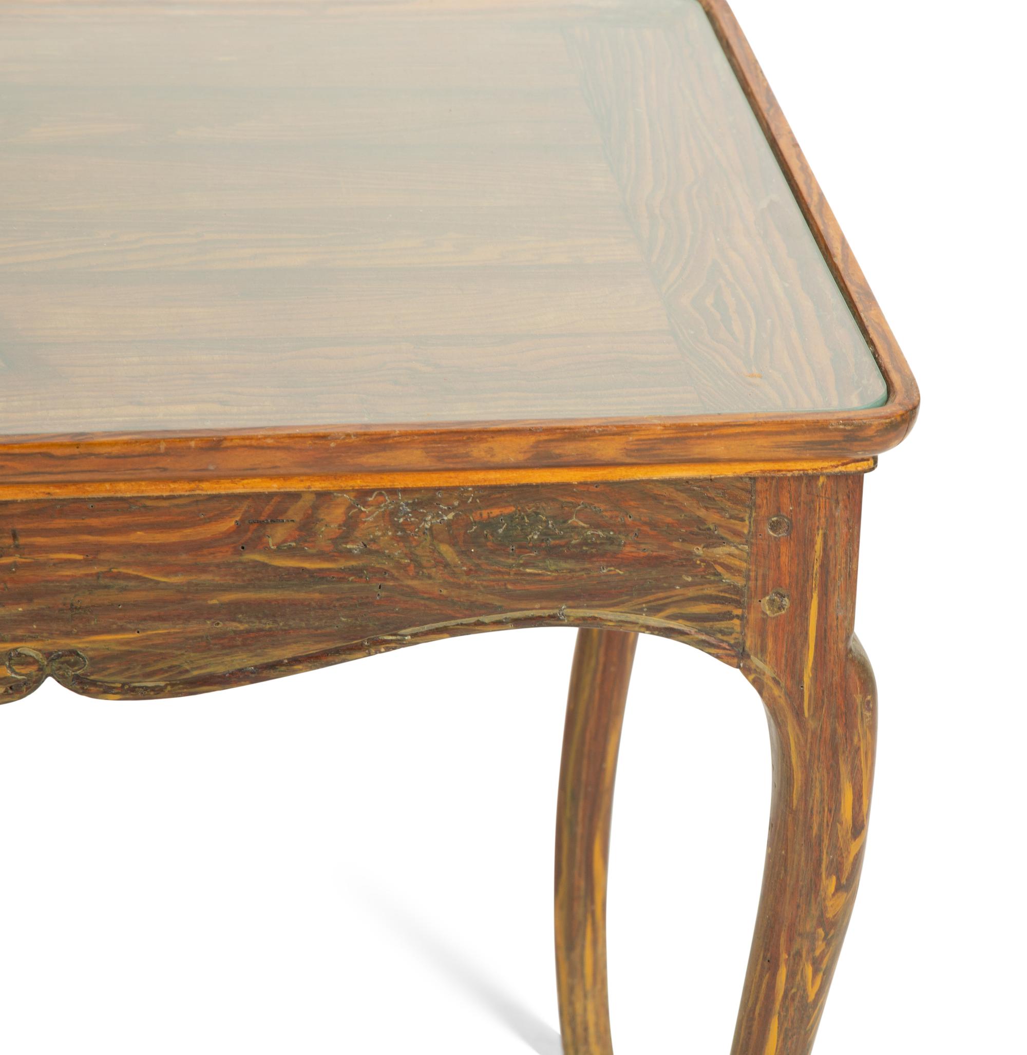 A Grain-Painted Trompe L'Oeil Side Table