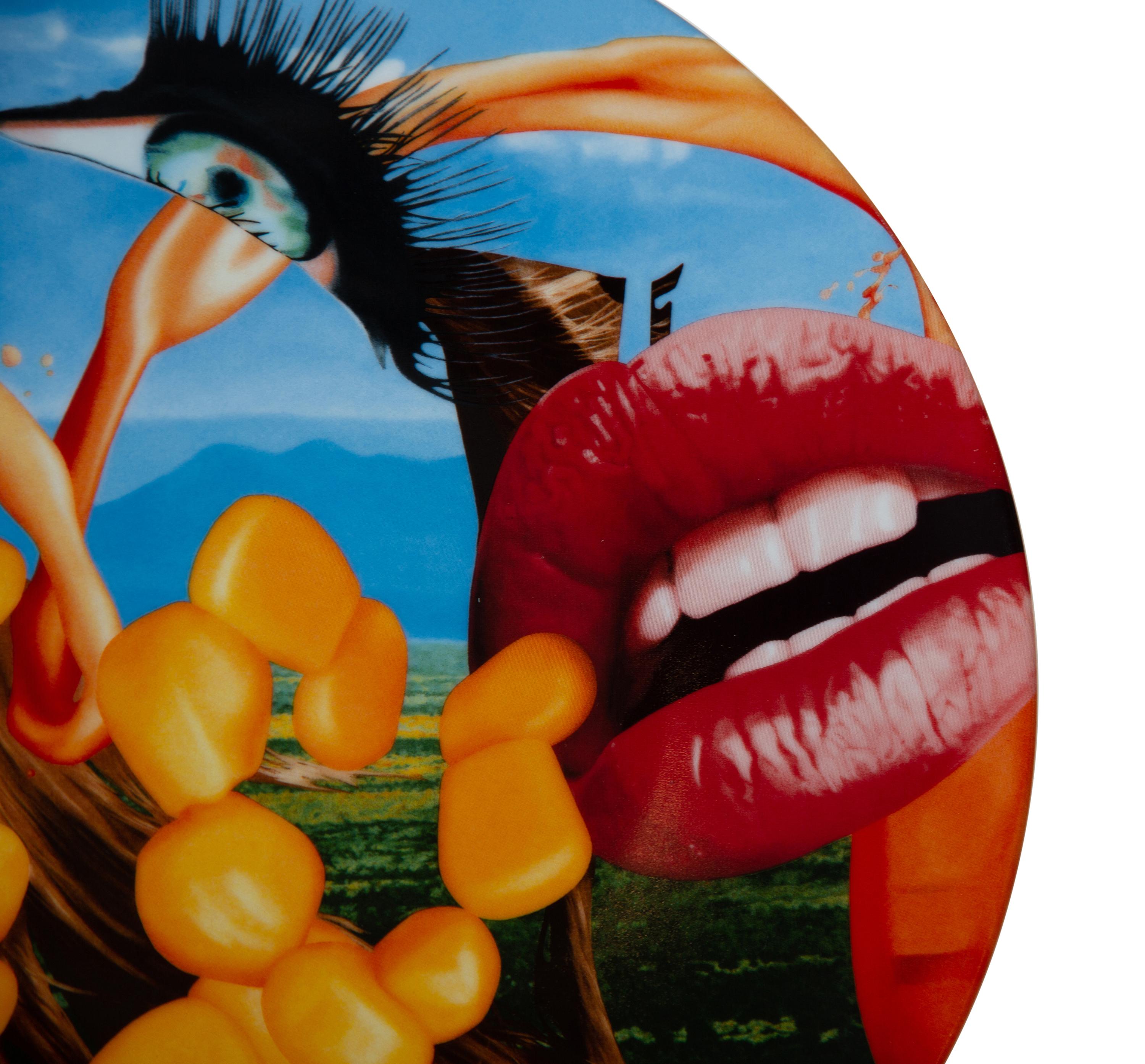 Two Porcelain Art Plates - Alex Katz Jessica , and Jeff Koons Lips — 20th Century