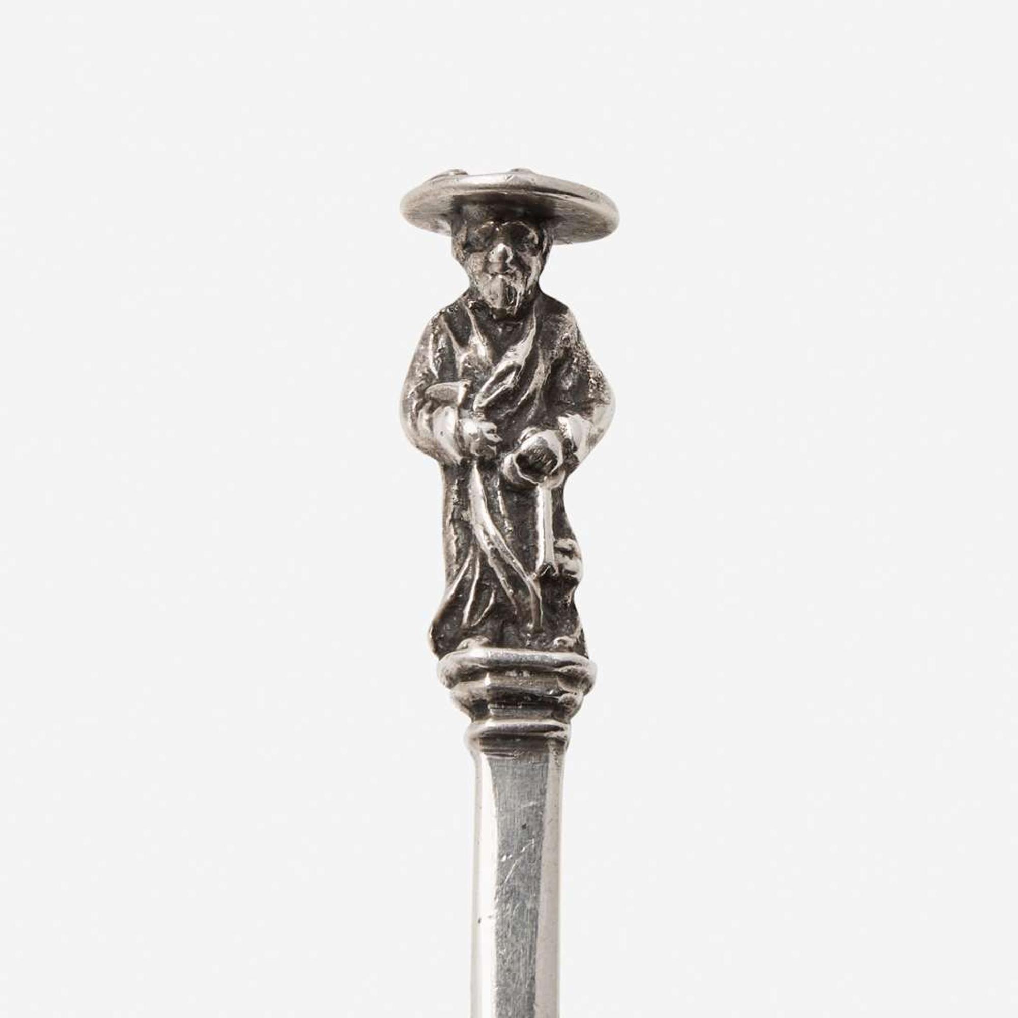 A George III sterling silver apostle spoon Partially rubbed maker's mark, "HW" (?), London, 1771