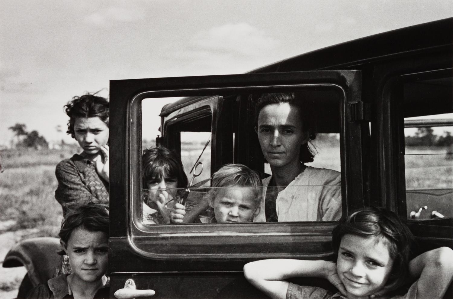 A group of four photographs ( Vernon Evans, Migrant from South Dakota, Montana , 1936; Minnie Knox, Garrett County, Maryland, 1937 (printed 1976); Oklahoma Migrants, 1936; Dust Storm, Cimarron County, Oklahoma, 1936)