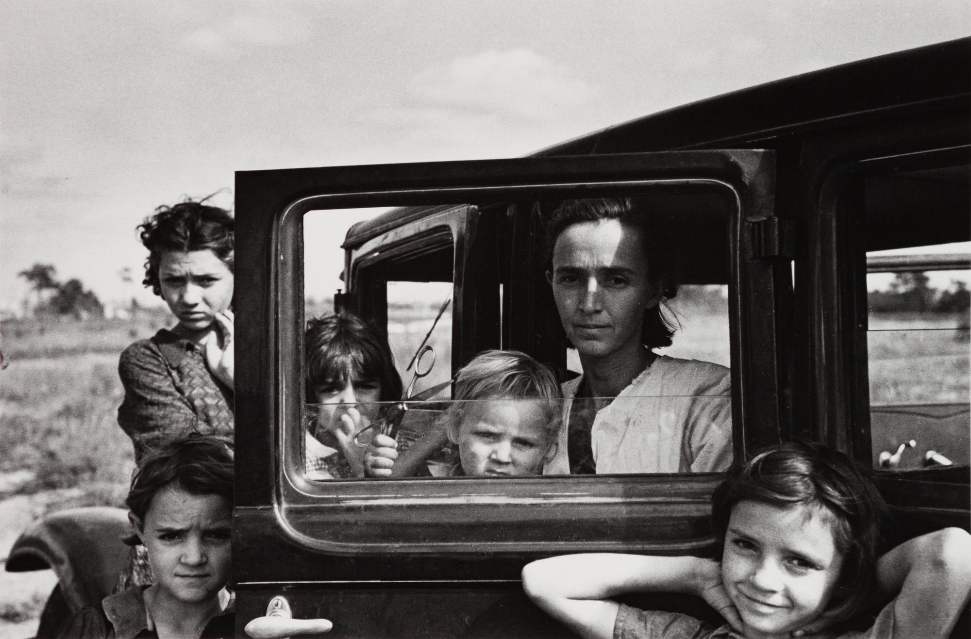 A group of four photographs ( Vernon Evans, Migrant from South Dakota, Montana , 1936; Minnie Knox, Garrett County, Maryland, 1937 (printed 1976); Oklahoma Migrants, 1936; Dust Storm, Cimarron County, Oklahoma, 1936)