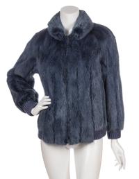 A Blue Grey Fur Sweater Coat,
