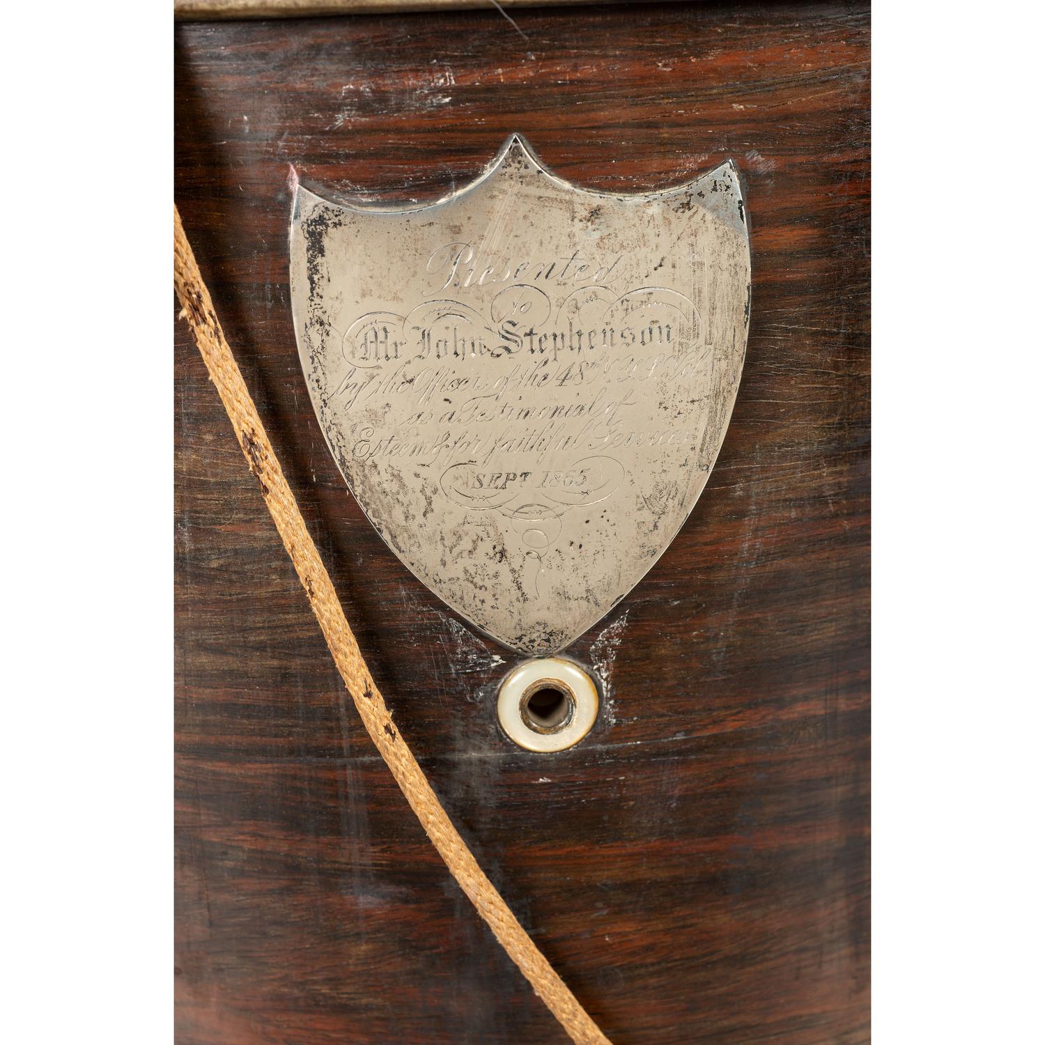 Civil War-era William Hall & Son Field Drum Presented to Priv. John Stephenson by Officers of the 48th NY Infantry