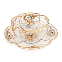 A Venetian Enameled and Gilt Decorated Glass Table Service
