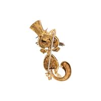 YELLOW GOLD AND ENAMEL CAT BROOCH