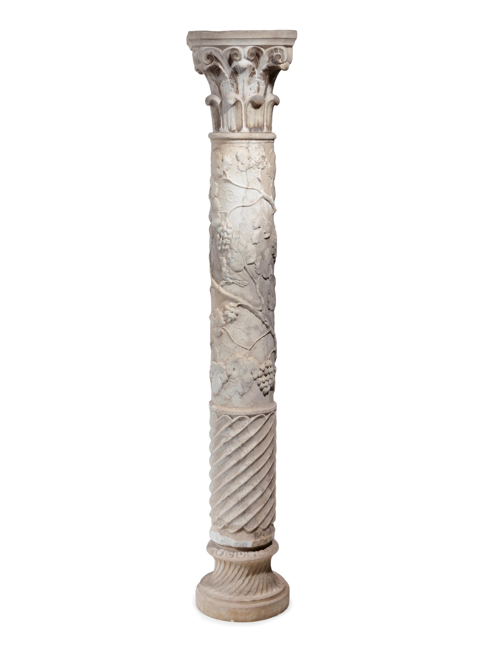 A Continental Relief Carved Marble Column