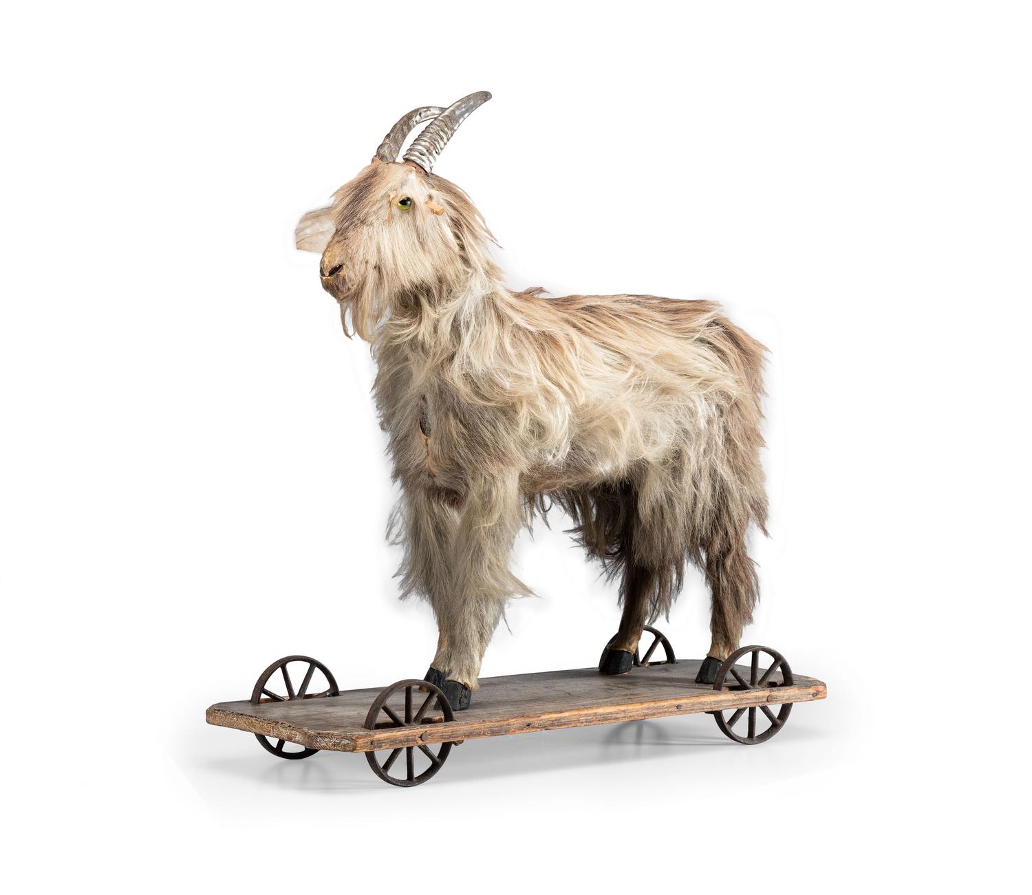 A Long Hair Sheep Child’s Pull Toy with Glass Eyes