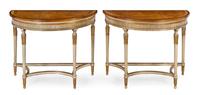 A Pair of George III Style Painted and Parcel Gilt Pier Tables Height 35 x width 45 x depth 23 inches. — LATE 19TH/EARLY 20TH CENTURY