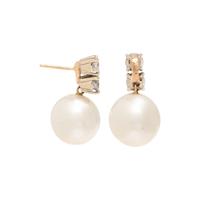 CULTURED SOUTH SEA PEARL AND DIAMOND EARRINGS