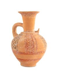 A Holy Land Pottery Spouted Strainer Jug