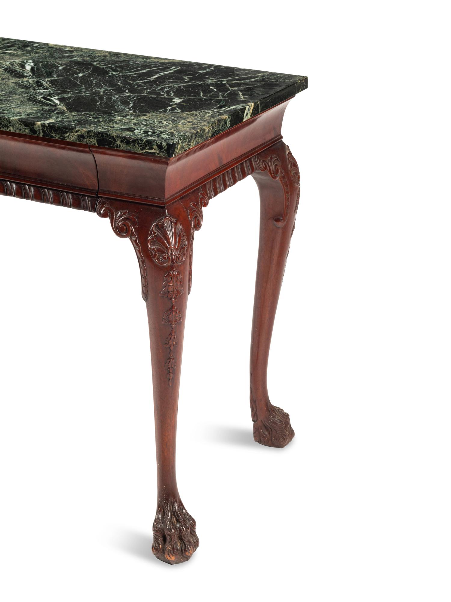 A George II Style Walnut Marble-Top Table
