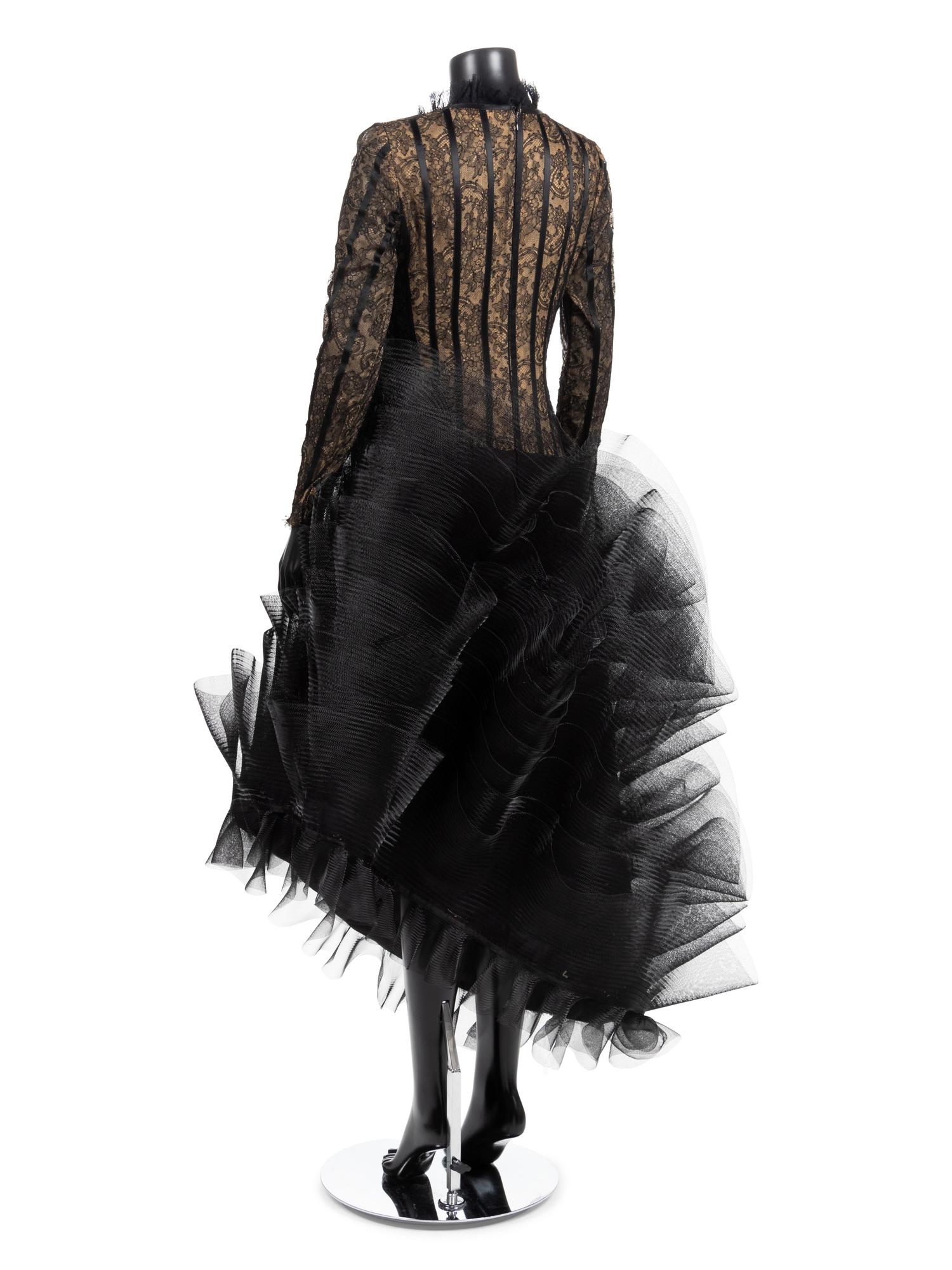 Louis Feraud Black Lace Evening Dress, 1990-2000s