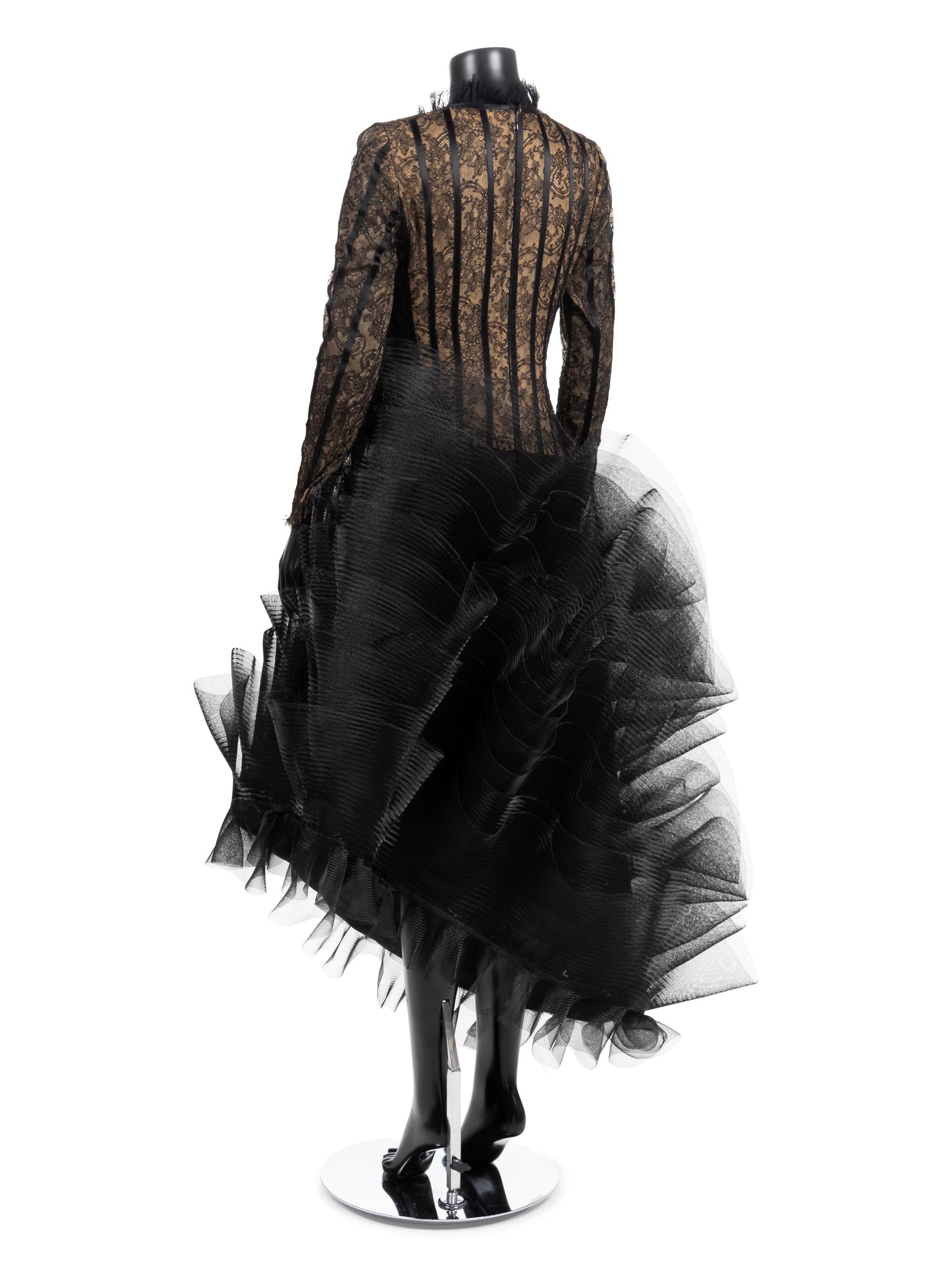Louis Feraud Black Lace Evening Dress, 1990-2000s