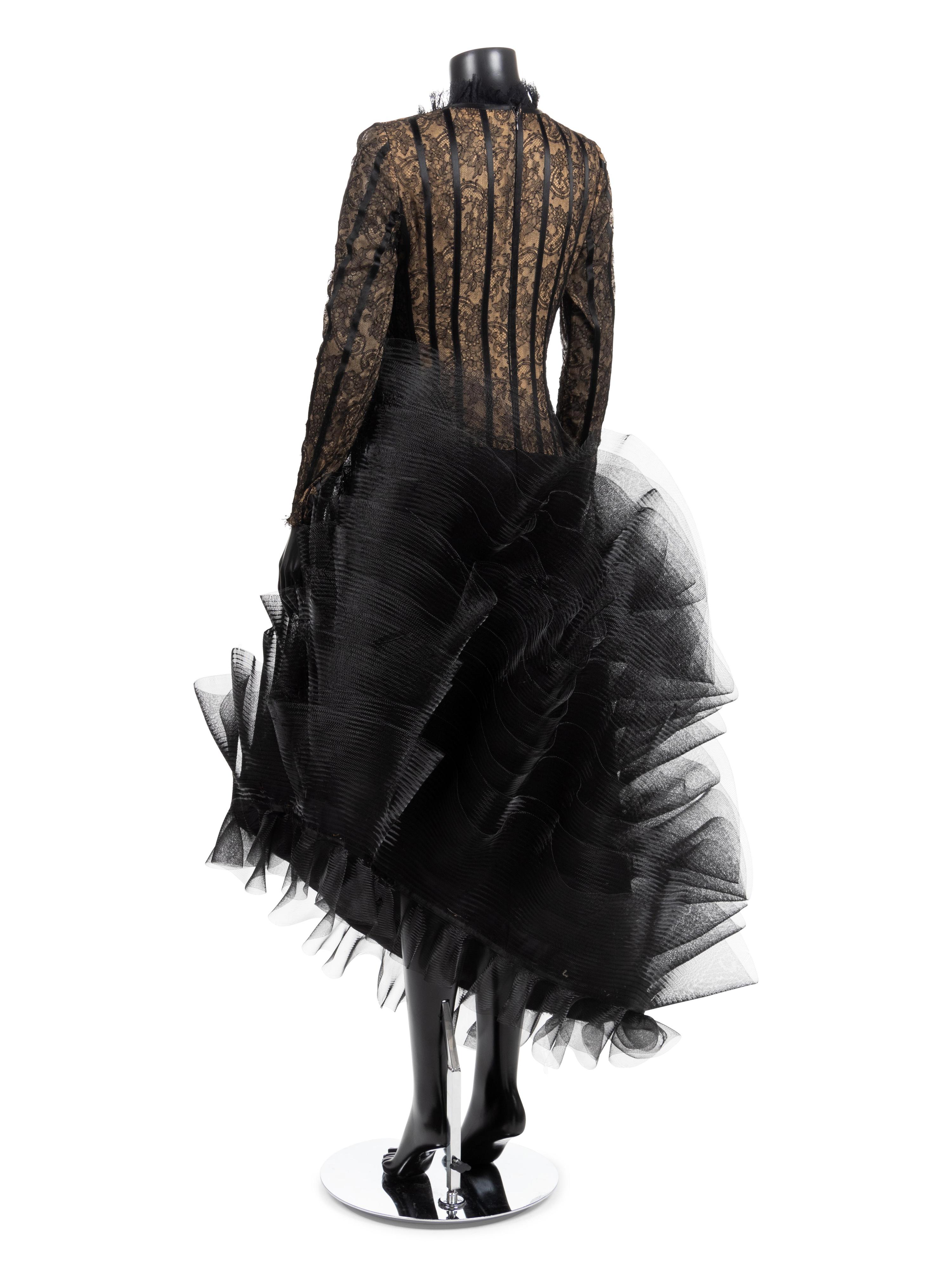 Louis Feraud Black Lace Evening Dress, 1990-2000s