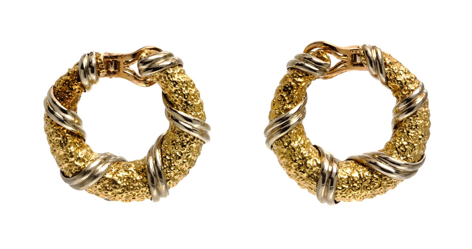 A Pair of 18 Karat Two Tone Gold Hoop Earclips, Van Cleef & Arpels, 25.90 dwts.