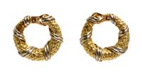 A Pair of 18 Karat Two Tone Gold Hoop Earclips, Van Cleef & Arpels, 25.90 dwts.