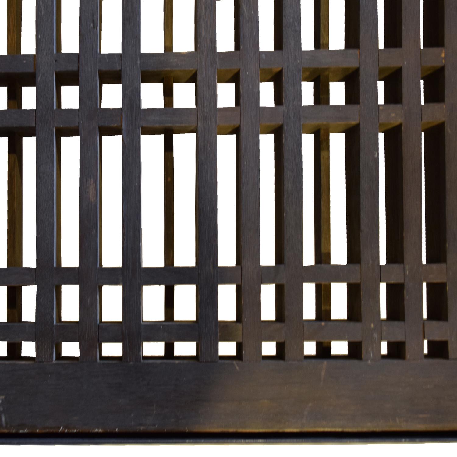 An Oak and Steel Coffee Table with Lattice Panel from the Oak Park Club, Oak Park, IL. 70" W x 38.5" D x 20.25" H — United States, 20th Century