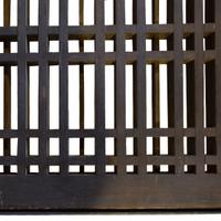 An Oak and Steel Coffee Table with Lattice Panel from the Oak Park Club, Oak Park, IL. 70" W x 38.5" D x 20.25" H — United States, 20th Century