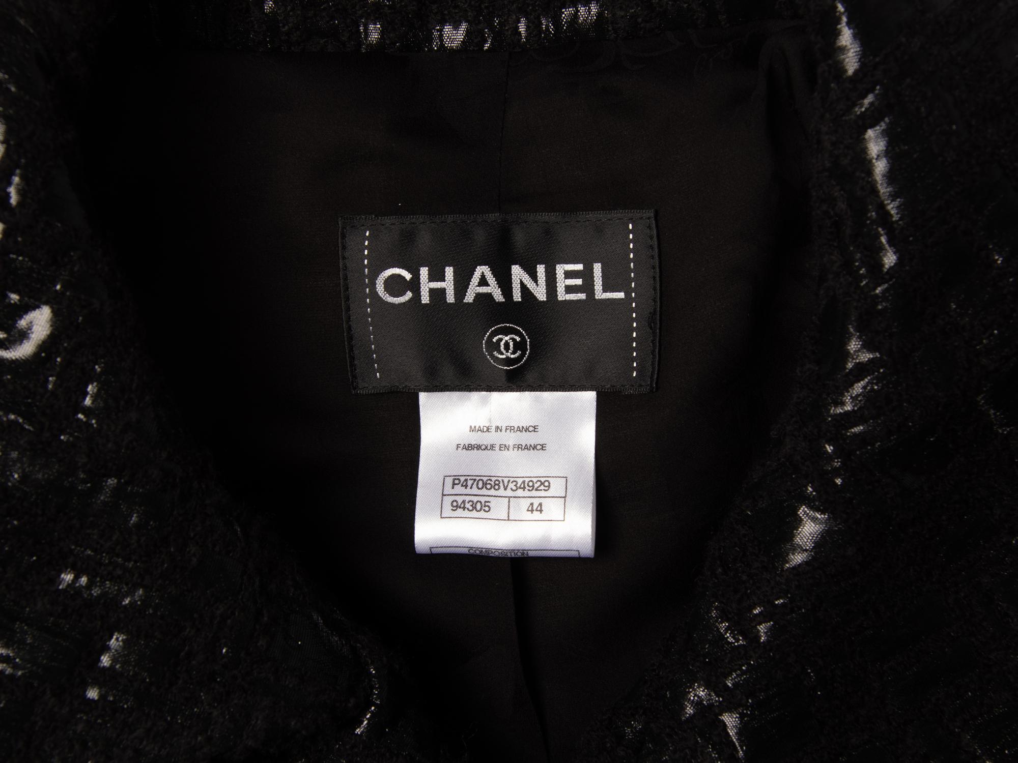 EXCEPTIONAL CHANEL, BLACK LAMÉ TWEED JACKET
