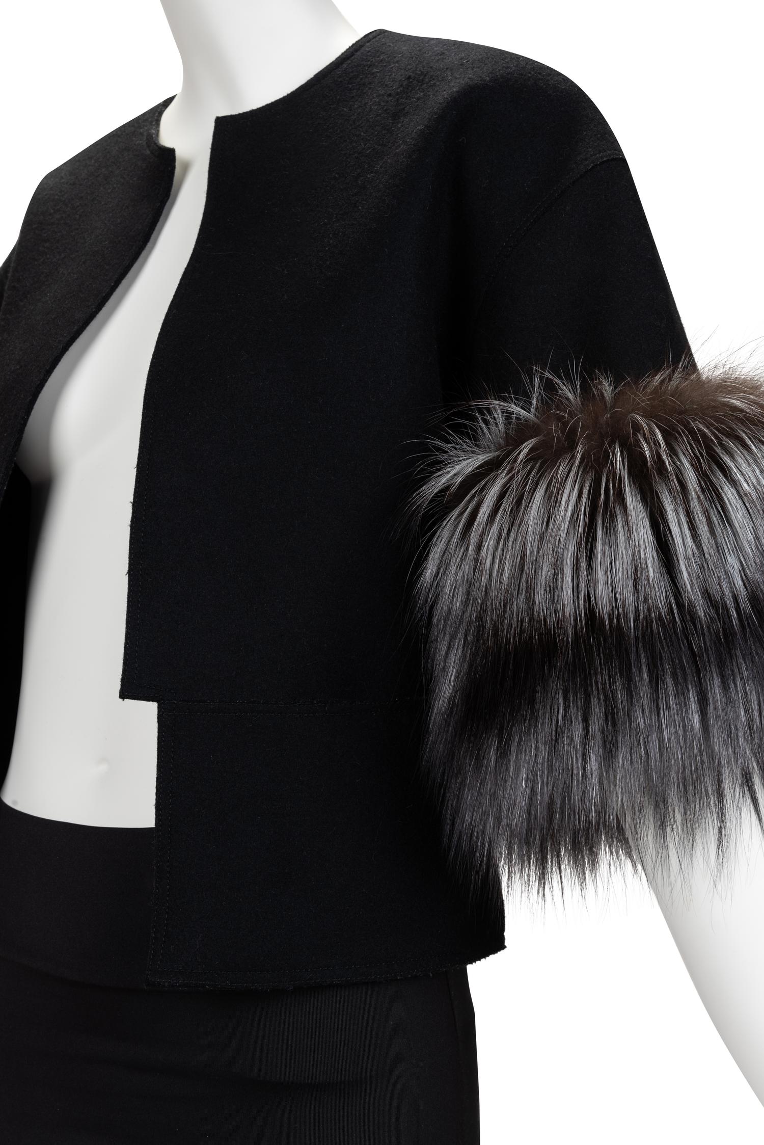 Carolina Herrera Wool Jacket with Fox Fur Cuffs