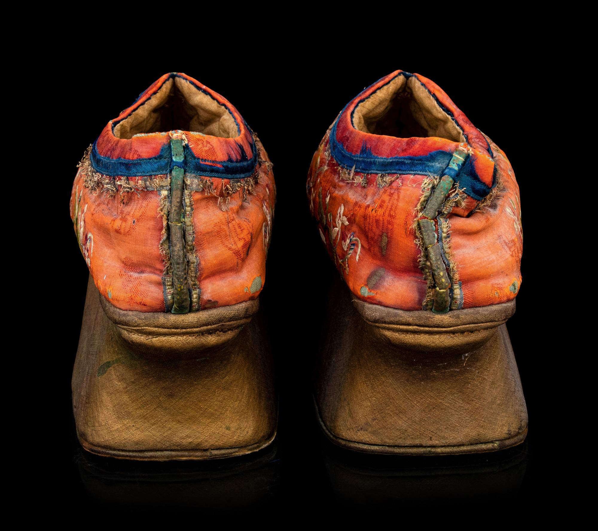 A Pair of Chinese Embroidered Silk Lady's Shoes
