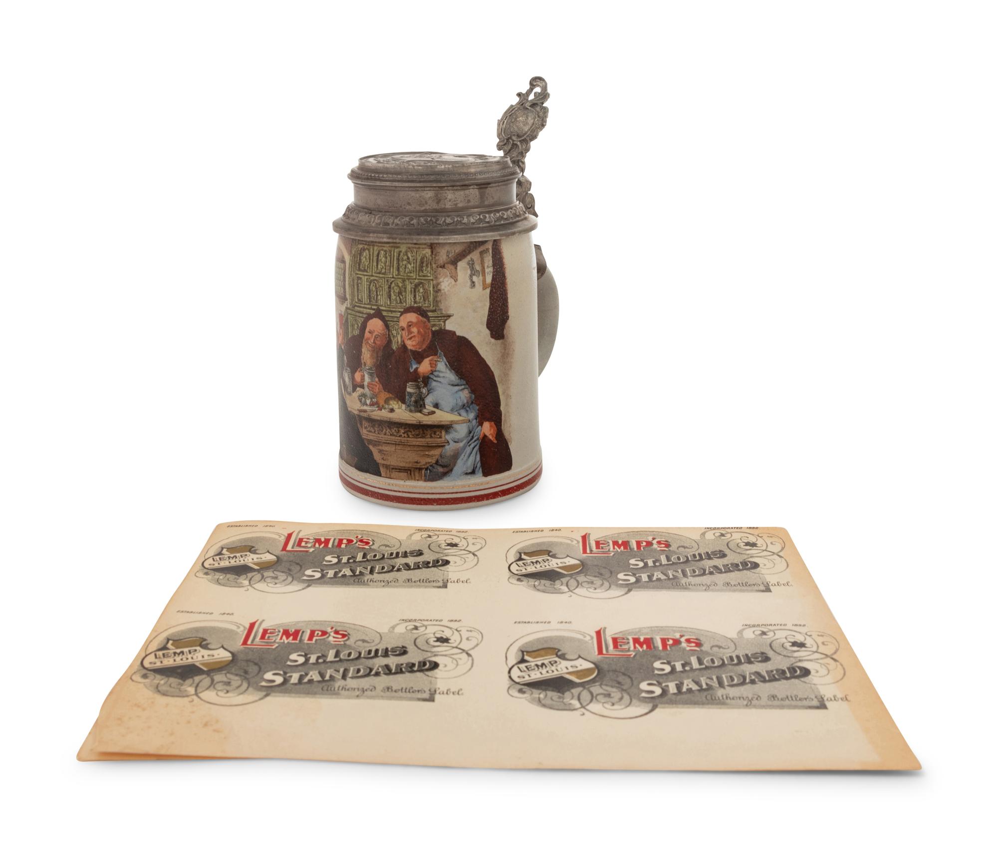 An American Stoneware and Pewter Stein