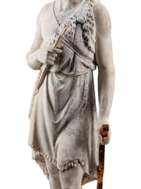 A Continental Marble and Iron Figure of an Archer with a Boar’s Head