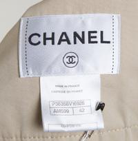 A Chanel Khaki Cotton Double Breasted Trench Coat, Size 42; Belt: 59.5" x 2".