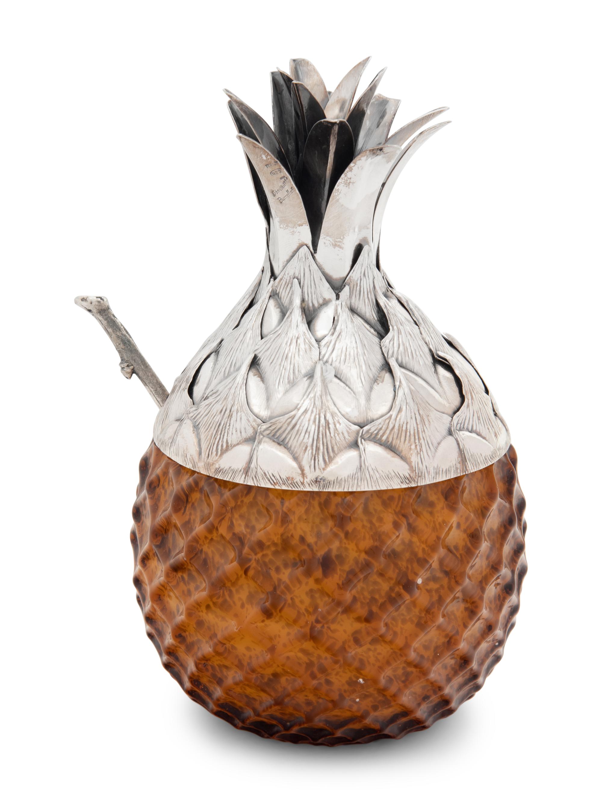 A Buccellati Silver-Mounted Glass Jam Jar