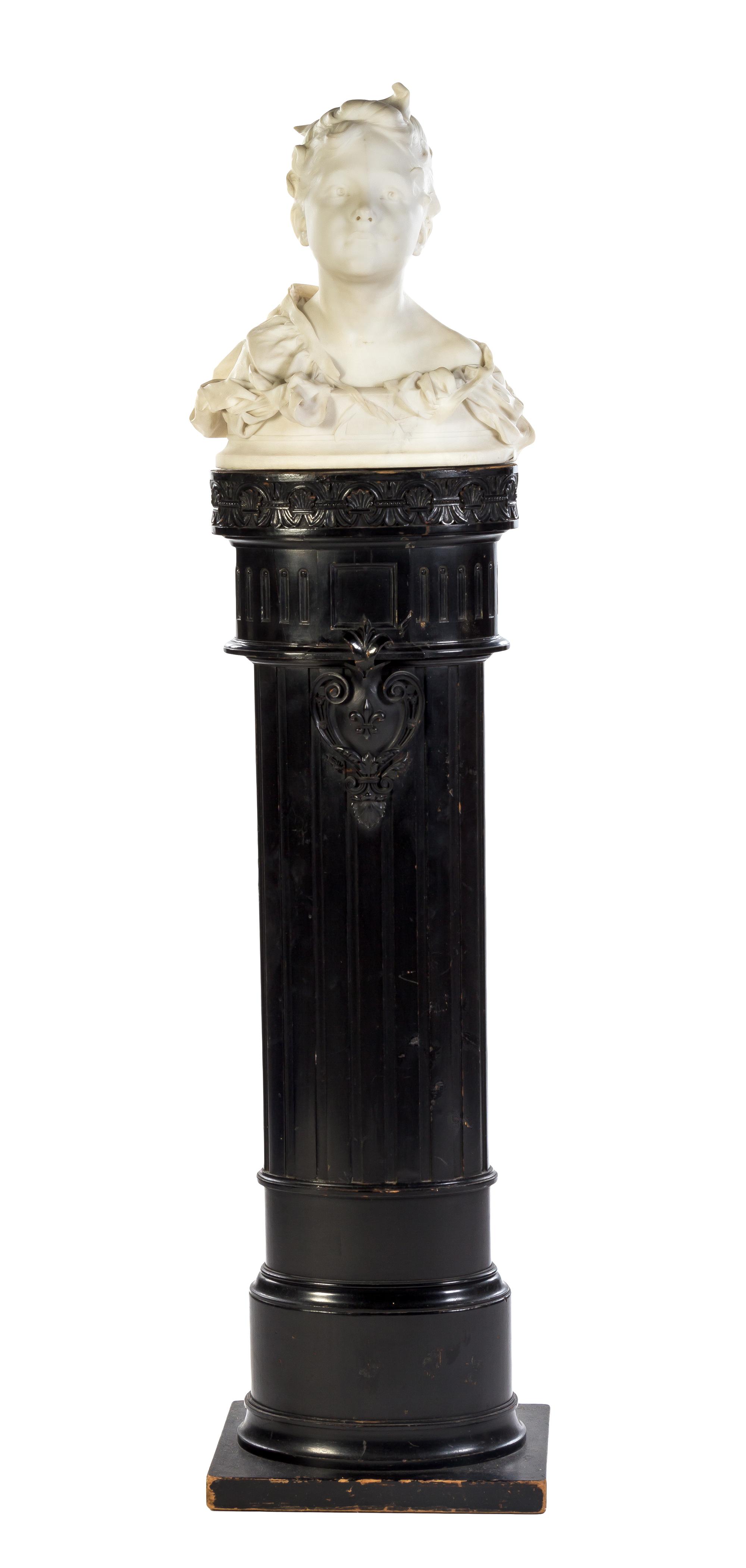 A Continental Marble Bust of a Girl, LIKELY EARLY 20TH CENTURY, Height of bust 17 1/2 inches. — LIKELY EARLY 20TH CENTURY,