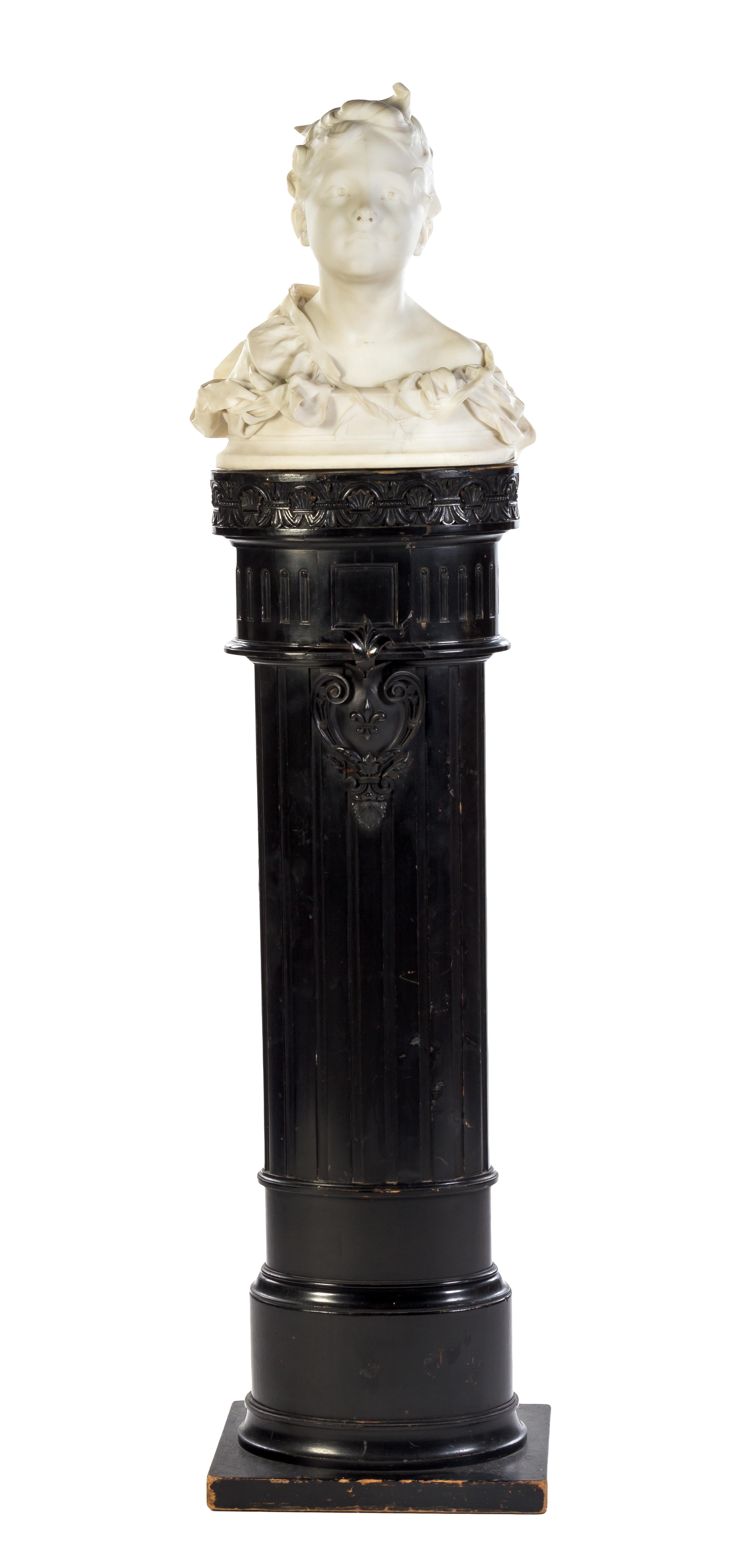 A Continental Marble Bust of a Girl, LIKELY EARLY 20TH CENTURY, Height of bust 17 1/2 inches. — LIKELY EARLY 20TH CENTURY,