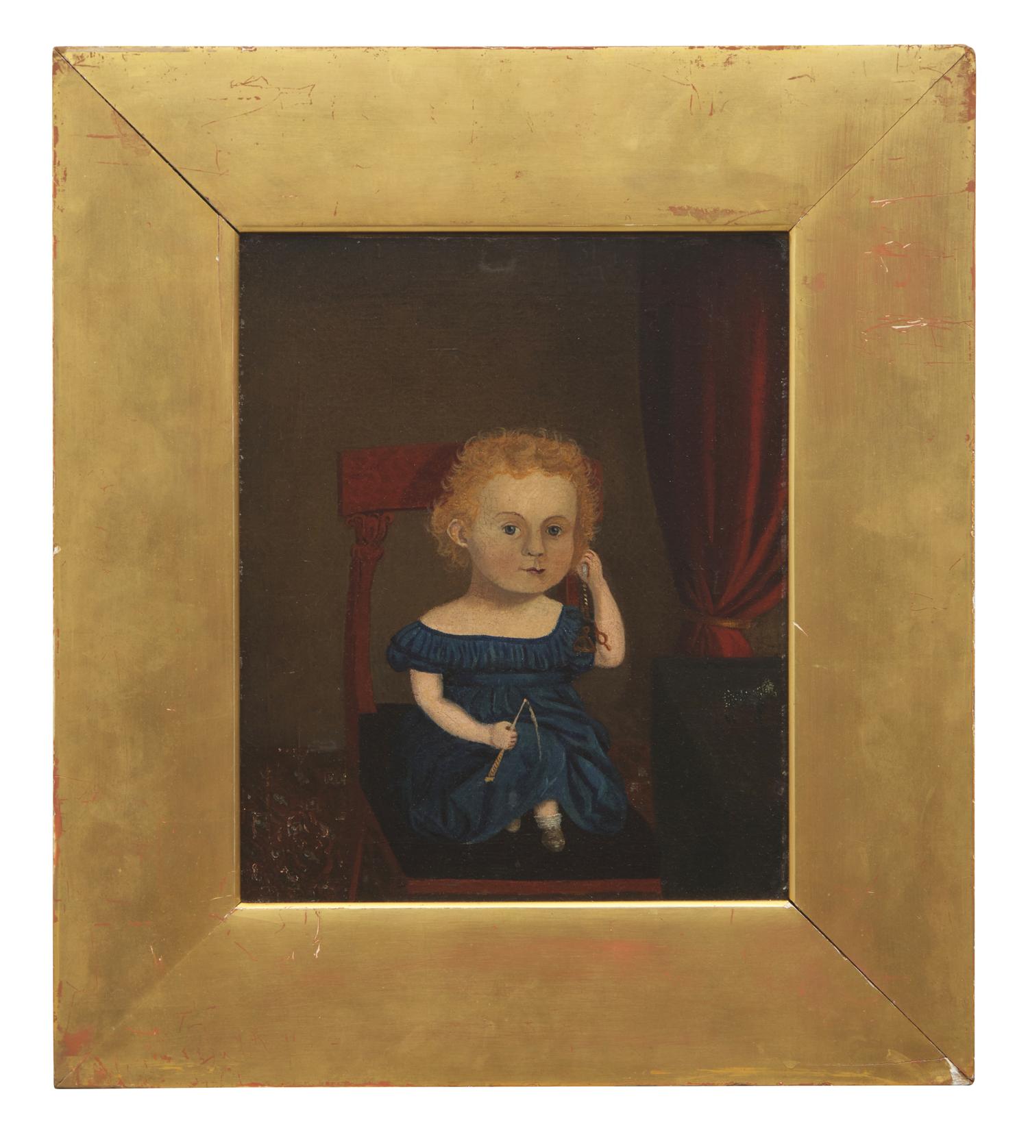 Continental School 19th Century, A Portrait of a Seated Boy with Whip