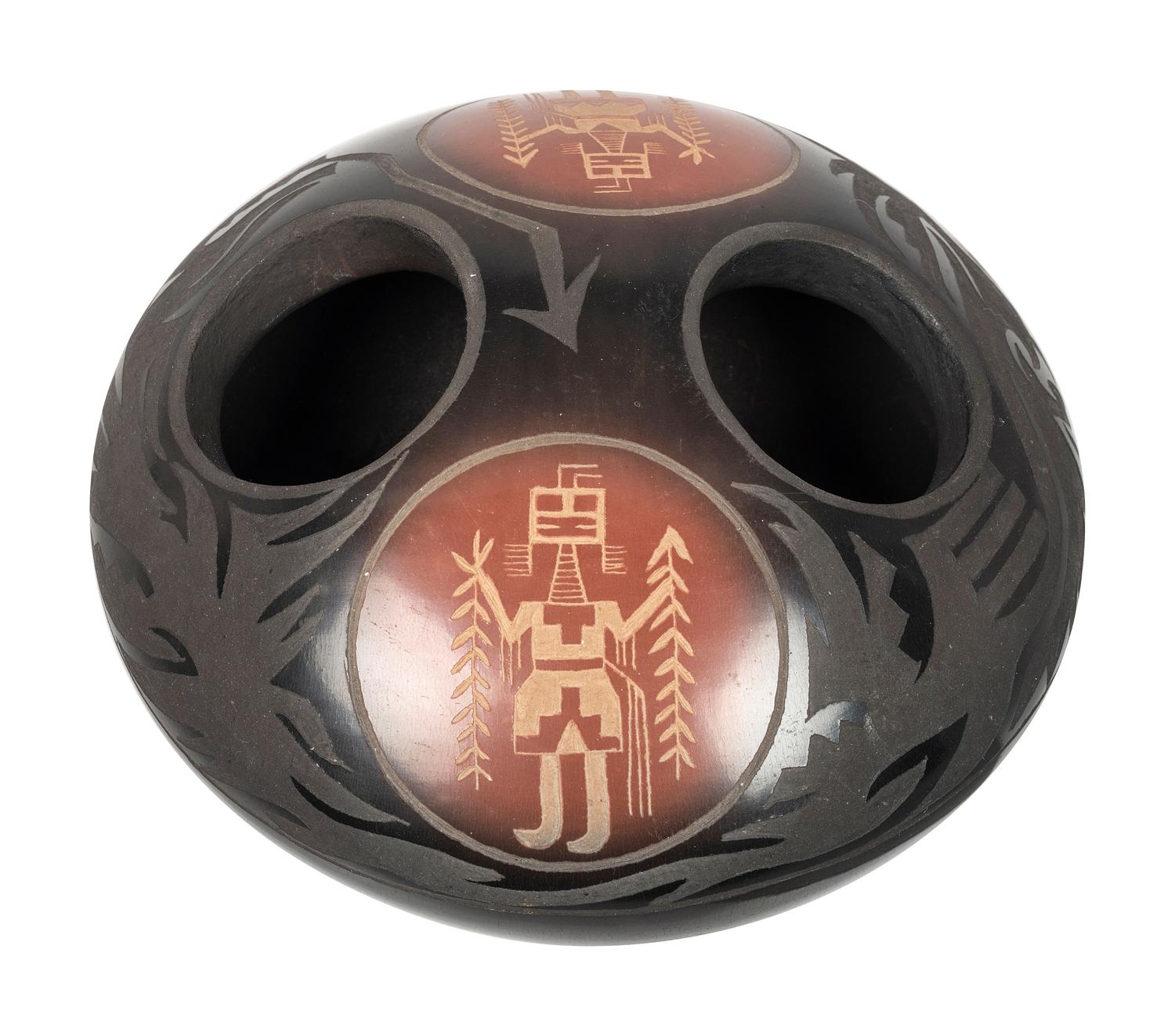 Black and Sienna Sgraffito Jar