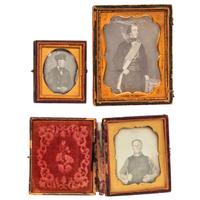[EARLY PHOTOGRAPHY - PORTRAITURE]. A group of 14 daguerreotype portraits of men with interesting accessories or garments, including: