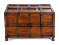 A Continental Iron Mounted Walnut Strong Box