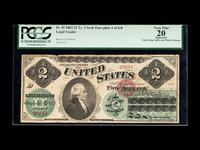 A Series 1862 $2: Type II Legal Tender Note [Fr. 41] (PCGS VF20 Apparent; Edge Splits and Minor Damage)