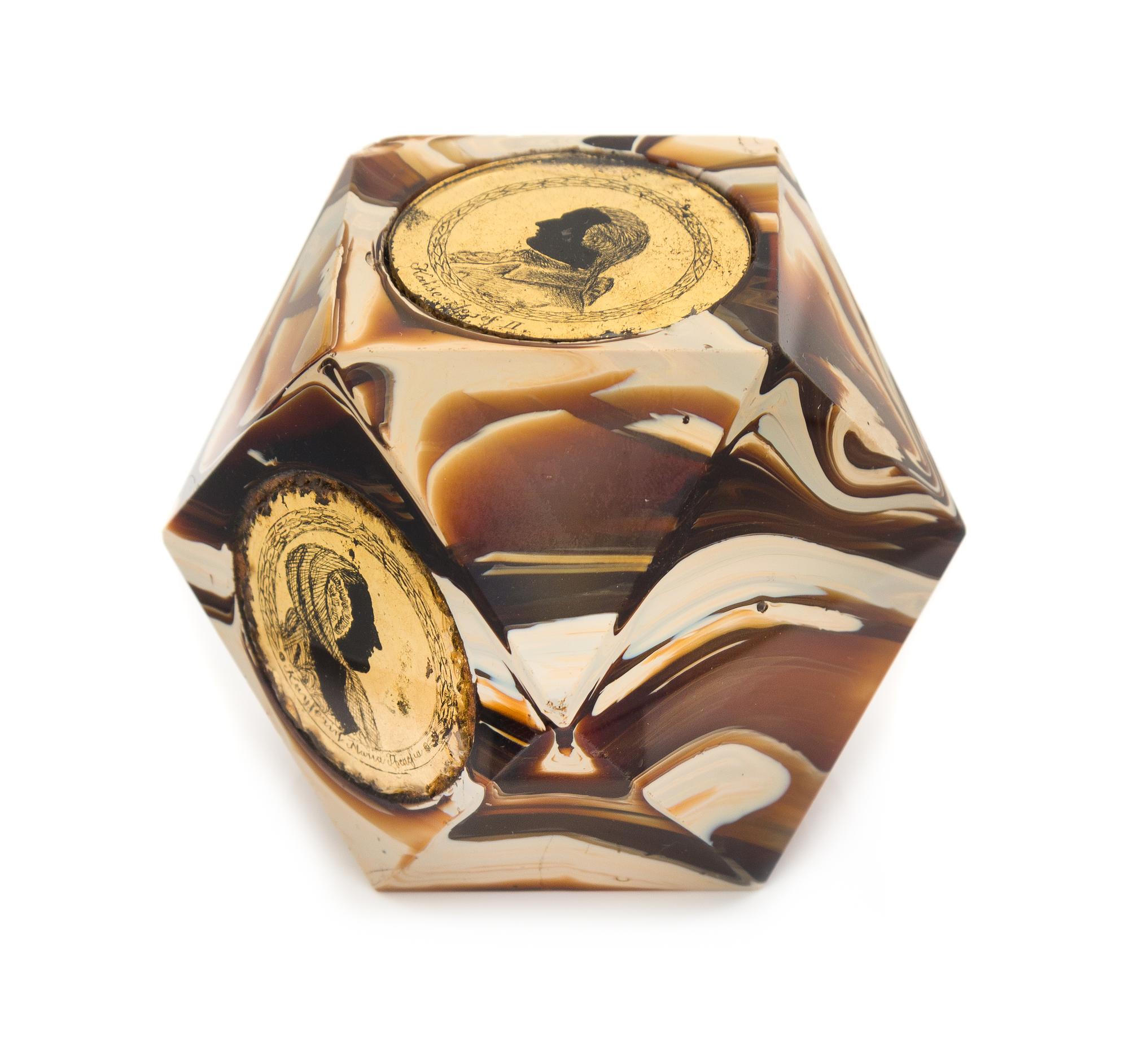 A Bohemian Glass Paperweight, depicting Joseph II and Maria Theresa