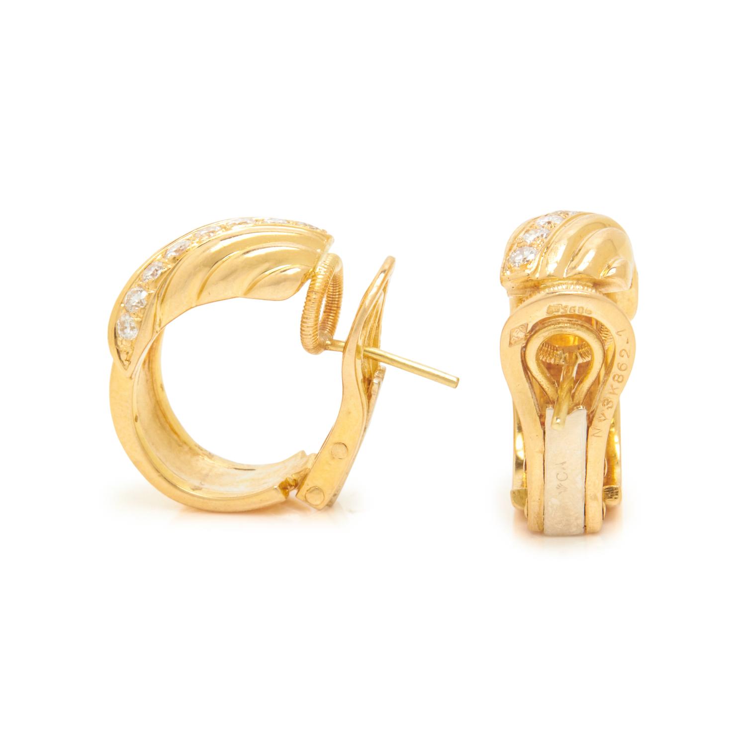 VAN CLEEF & ARPELS, YELLOW GOLD AND DIAMOND EARCLIPS