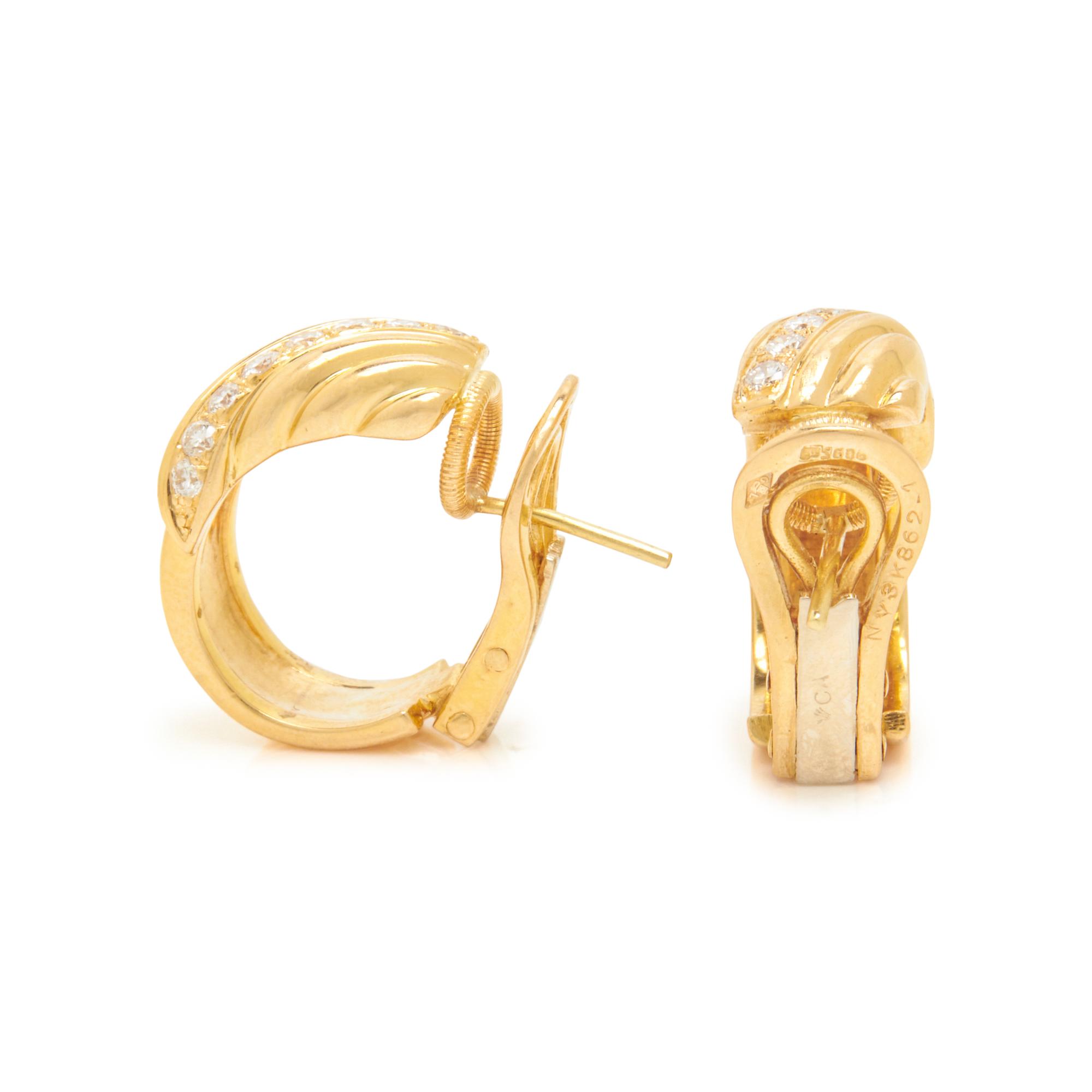 VAN CLEEF & ARPELS, YELLOW GOLD AND DIAMOND EARCLIPS